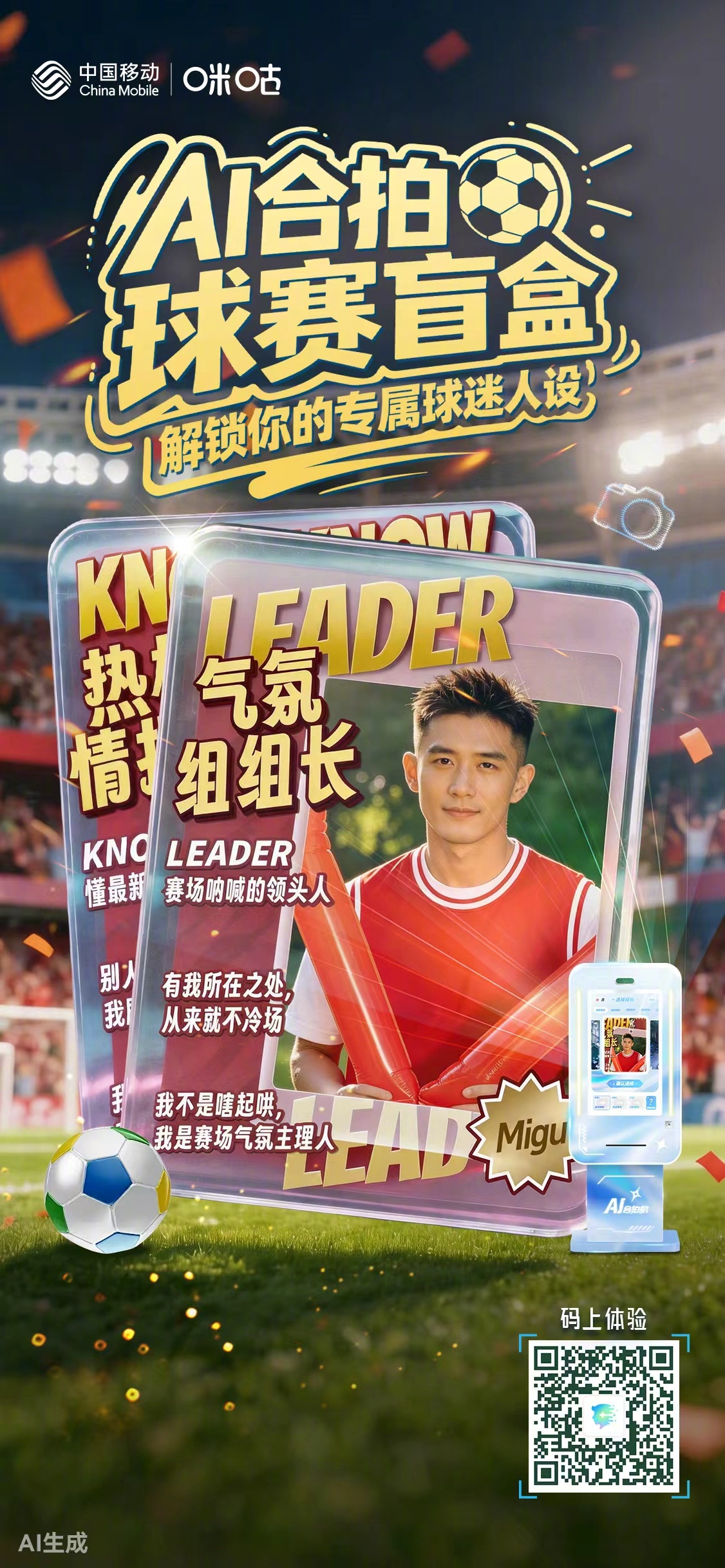 #厦门请客斗阵看球# 足球主题出片神器上线！AI合拍球赛盲盒玩法随机性拉满，抽取