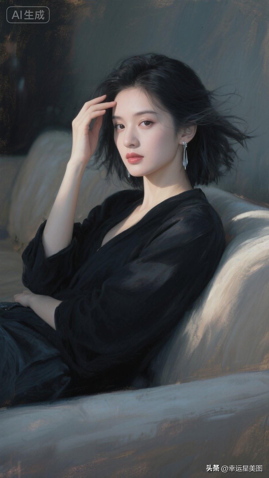 温柔光影下的少女，沉静而美丽。