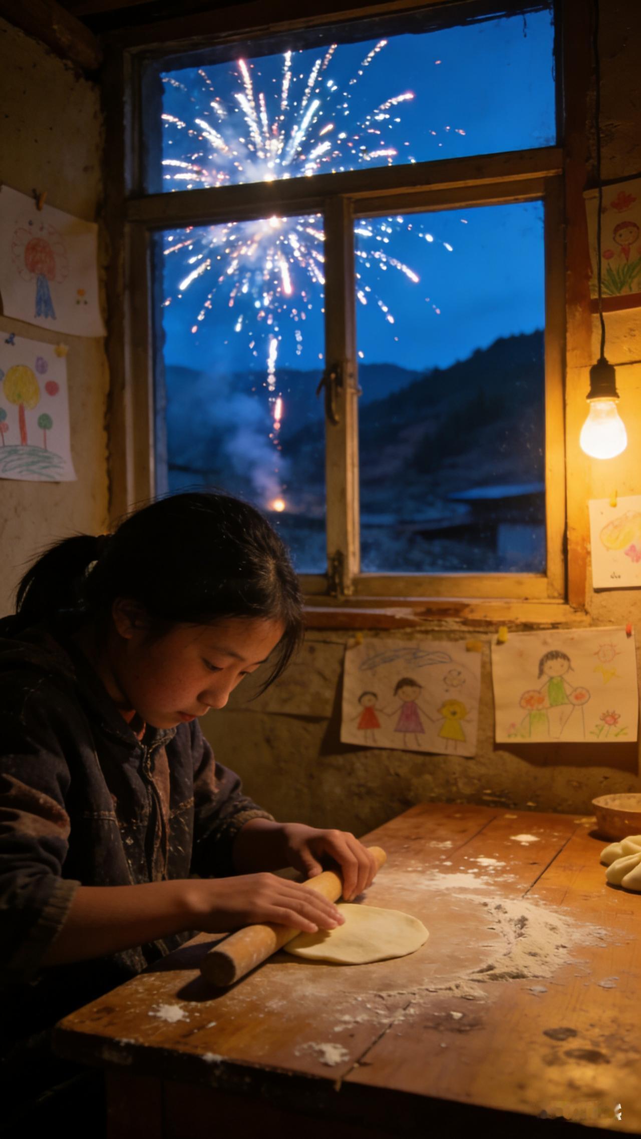 突然响起敲门声。打开门，是我教的那群孩子，最小的阿依娜被风吹红了脸，双手捧着一个