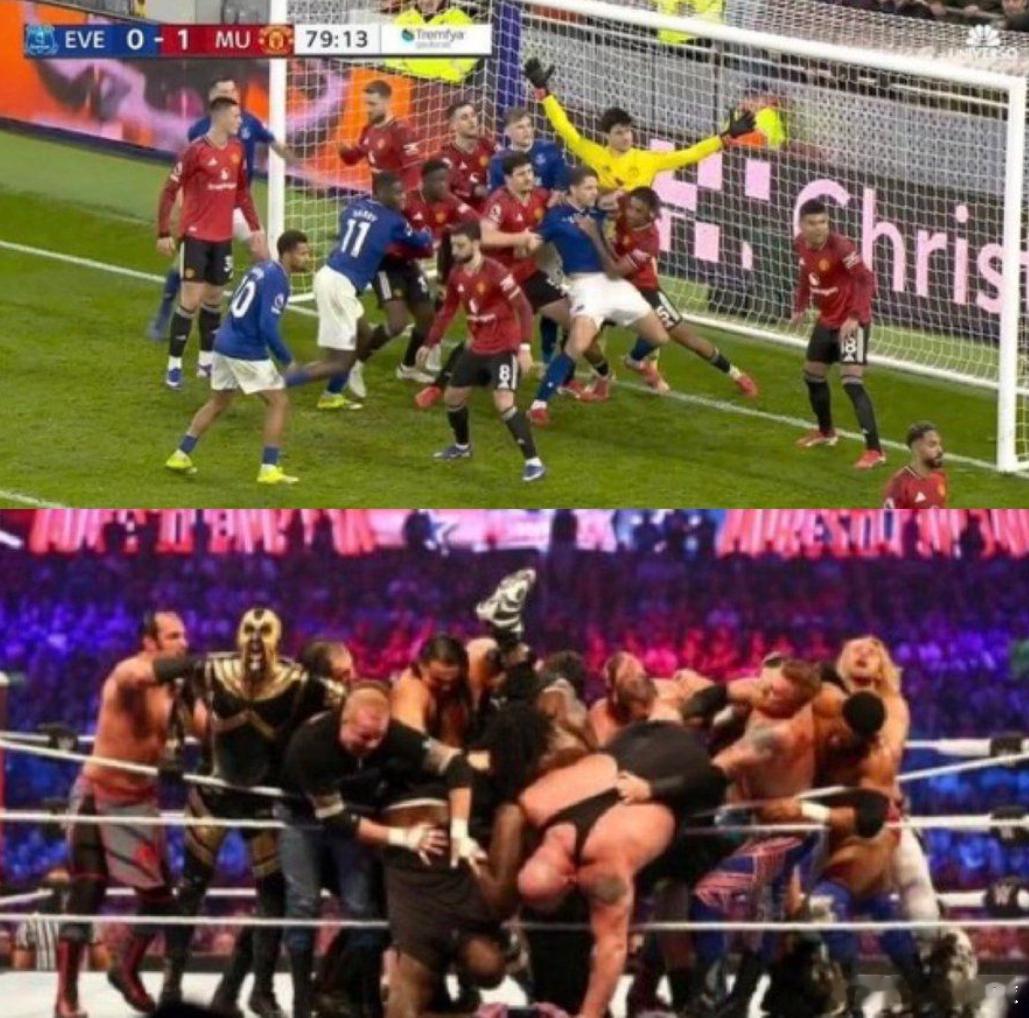 今晨的一场英超联赛，曼联客场1-0战胜埃弗顿。赛后曼联球员梅努在社媒晒出了一张图