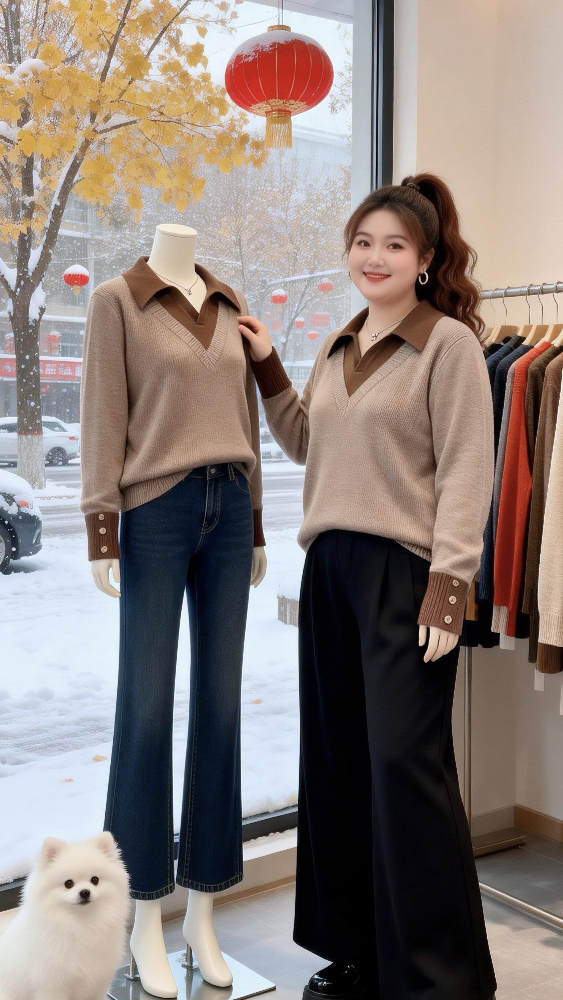 大码穿搭 红色针织衫 冬日穿搭一周不重样年底微胖女生体面穿搭新年好运红我先穿上了