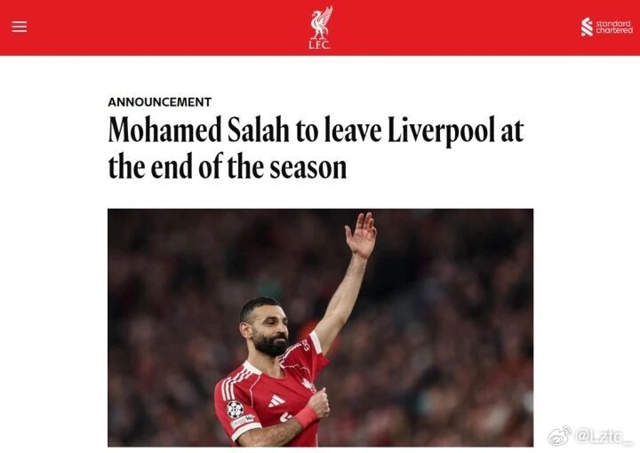 利物浦官方：萨拉赫与球队达成协议，将结束在安菲尔德的9年生涯足球 ▼03月25日
