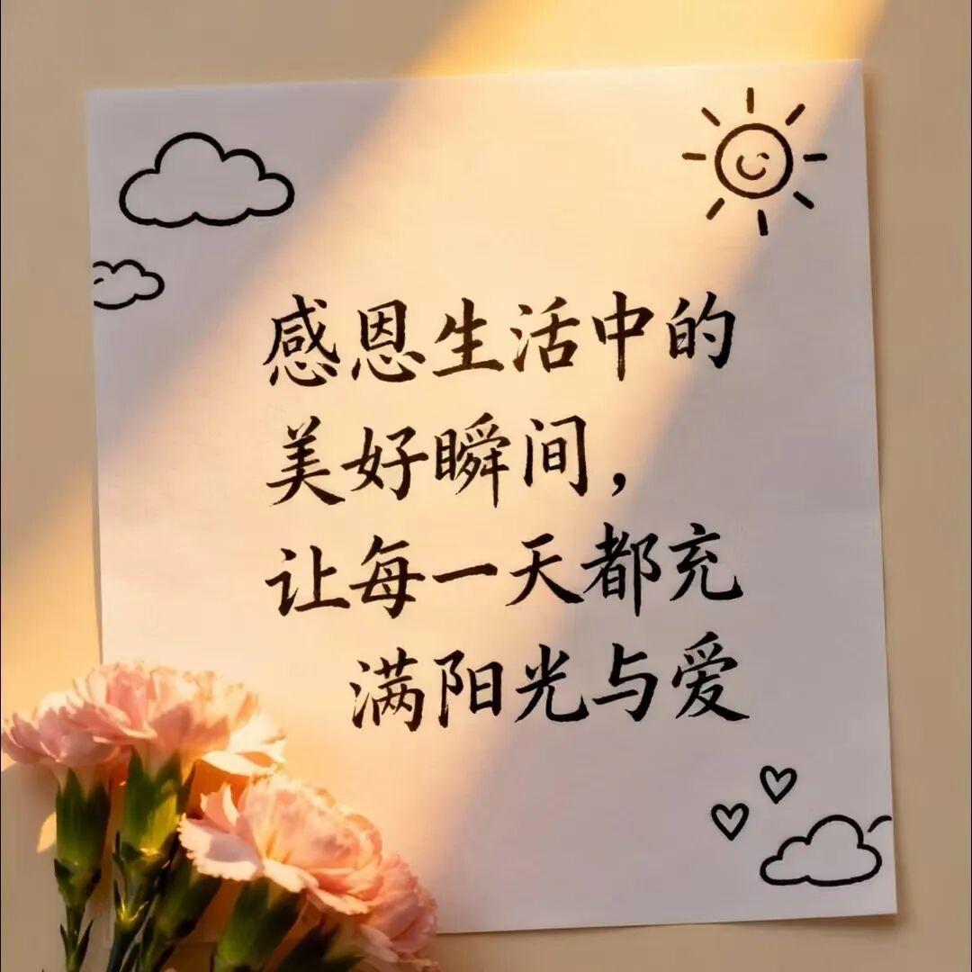 每日金句打卡签到今日金句分享:感恩生活中的美好瞬间，让每一天都充满阳光与爱[作揖