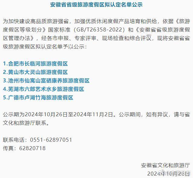 安徽省省级旅游度假区拟认定名单公示，合肥长临河旅游度假区上榜！