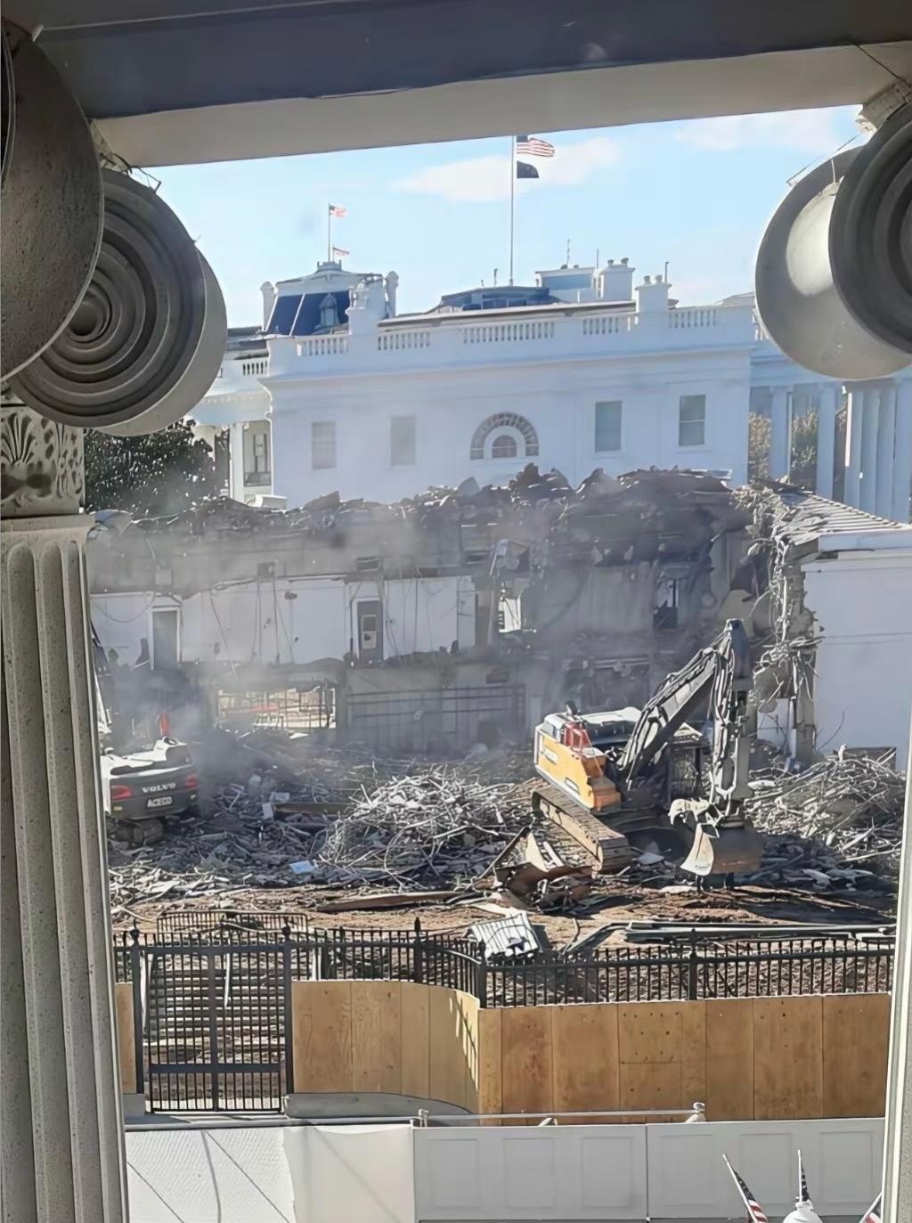 白宫拆除工程连防尘降噪都不搞的？

有没有辨识危险有害因素，制定作业方案，进行安