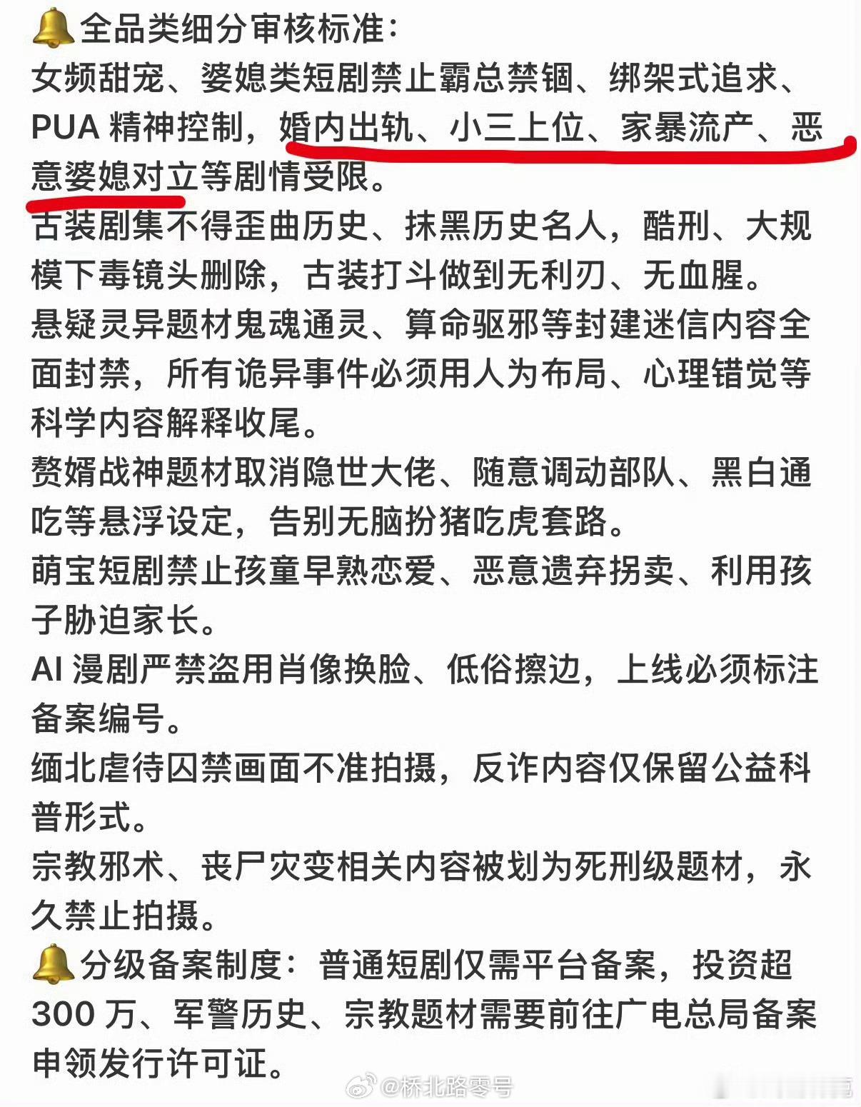 红果3类短剧禁拍13类受限红果加码真人短剧专项整治 红果短剧 4 月落地六大审核