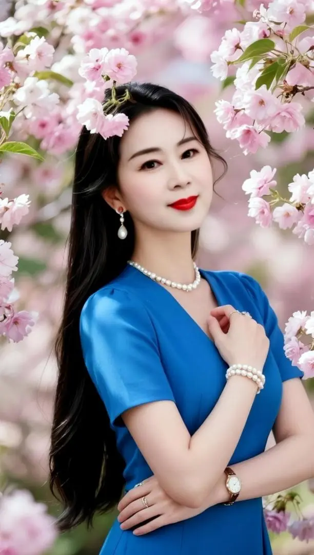 AI蓝裙花漾照 随变ai随便玩