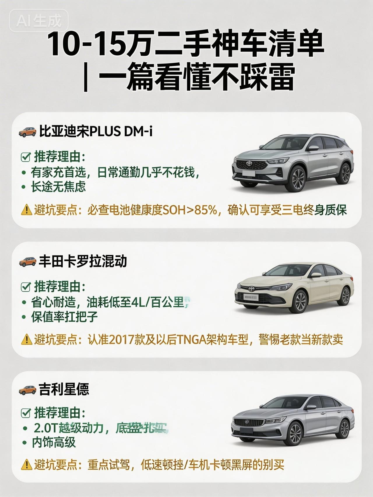 10-15万二手车别乱买！这三款才是真“闭眼入”，附独家避坑绝招
手里攥着10到