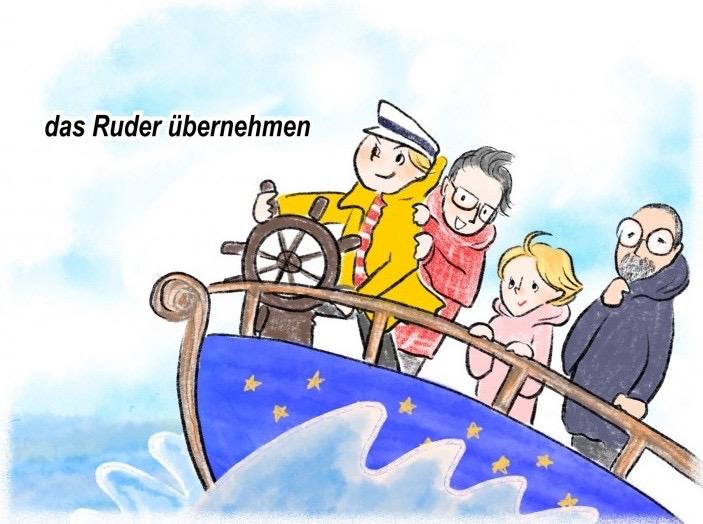 中文里有一句话：大海航行靠舵手。同样，德国人会用das Ruder überni