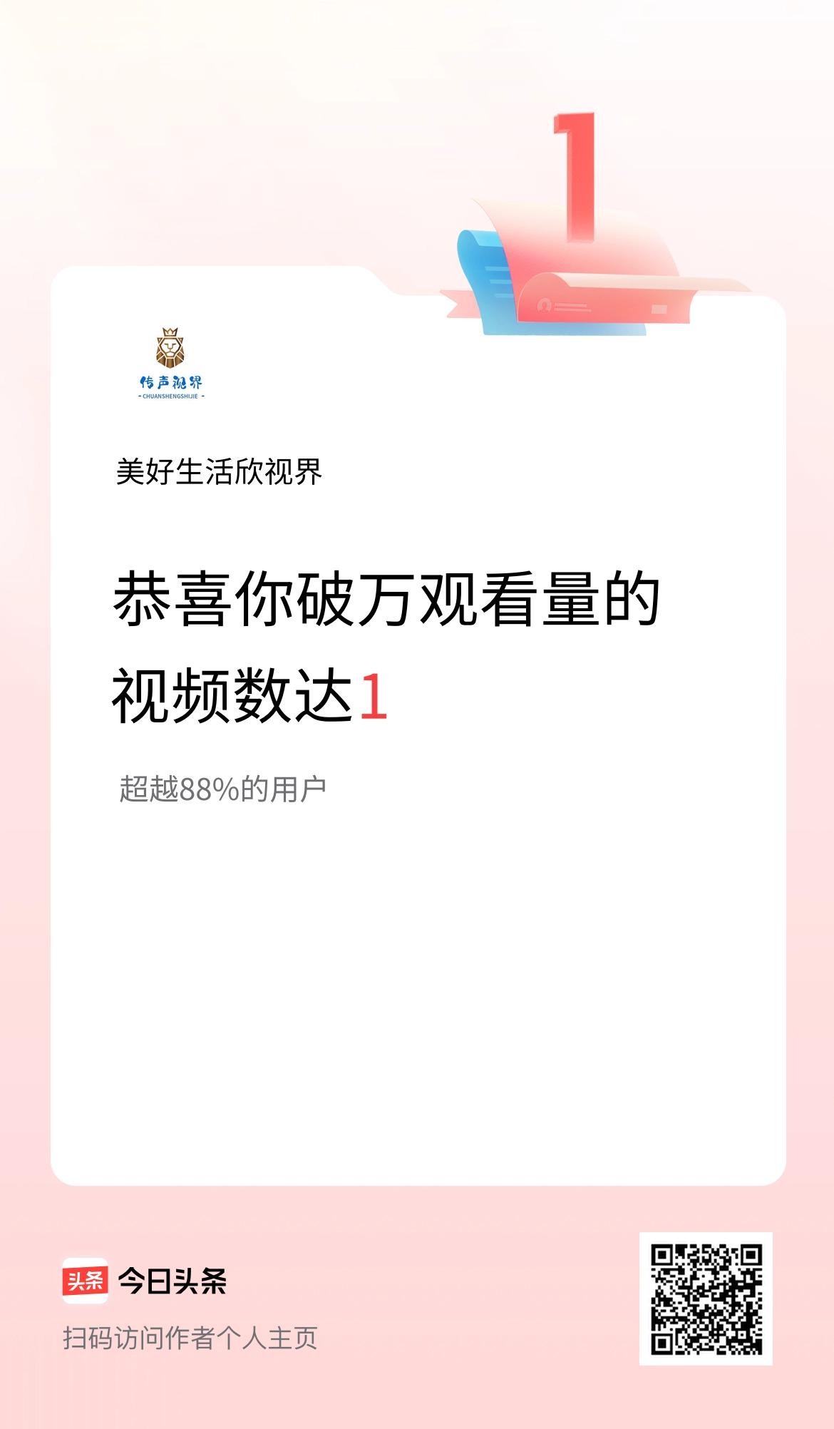 我在头条有1条视频播放量破万了！