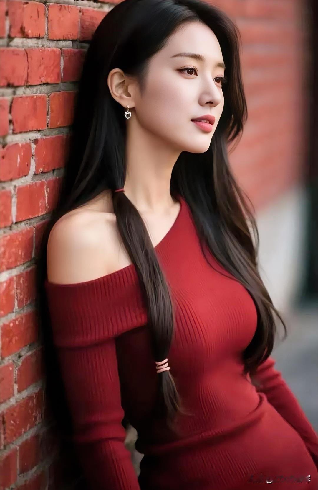 红墙倚梦，朱衣曳影，侧颜凝温柔。