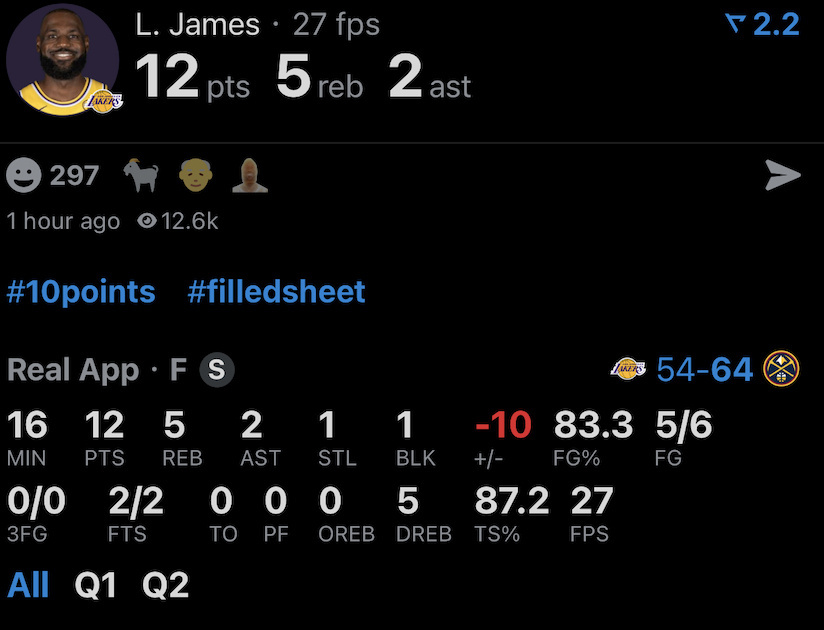6投5中，罚球2中2，12分5篮板2助攻1抢断1盖帽0失误，正负值-10，如何评