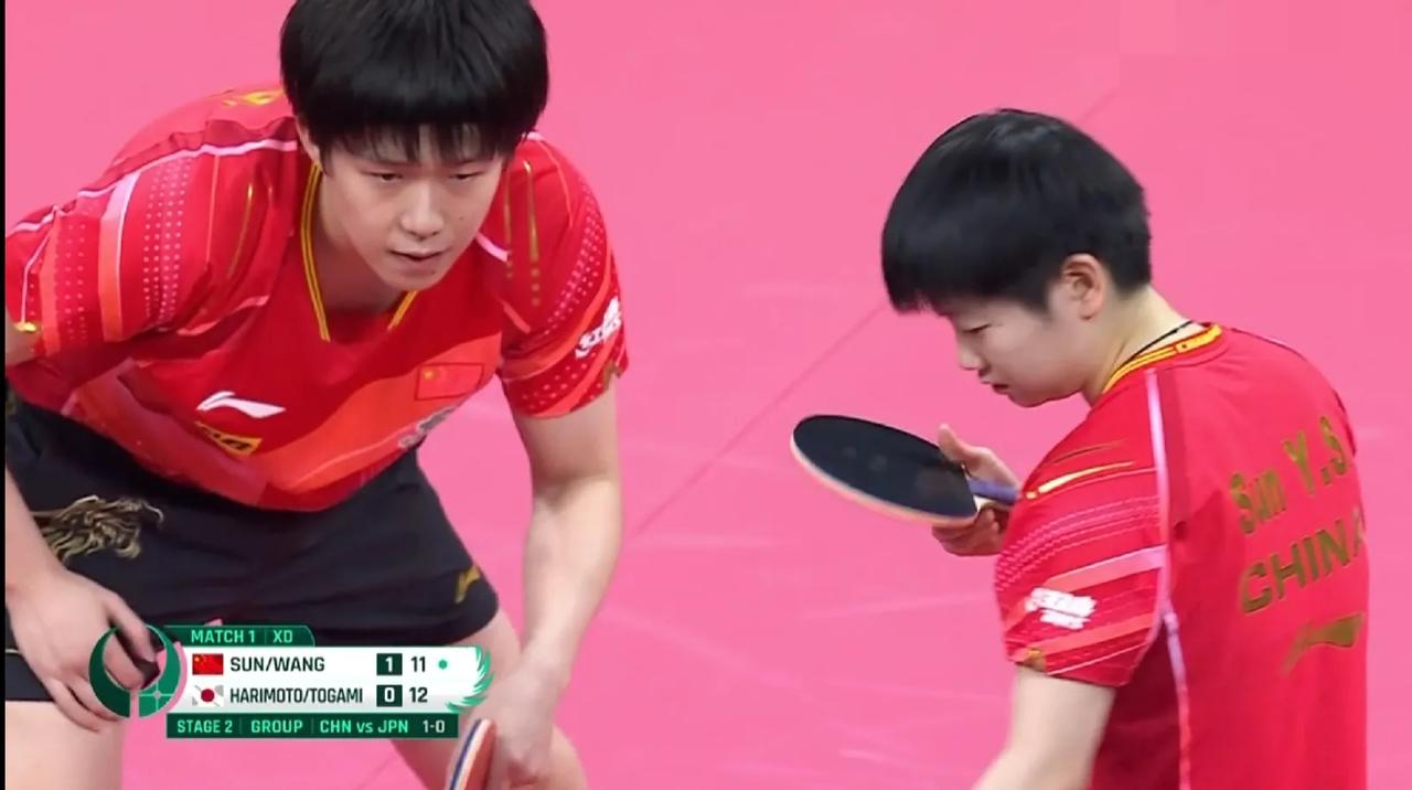孙颖莎/王楚钦1-1张本美和/户上隼辅。
#2023年成都国际乒联混合团体世界杯