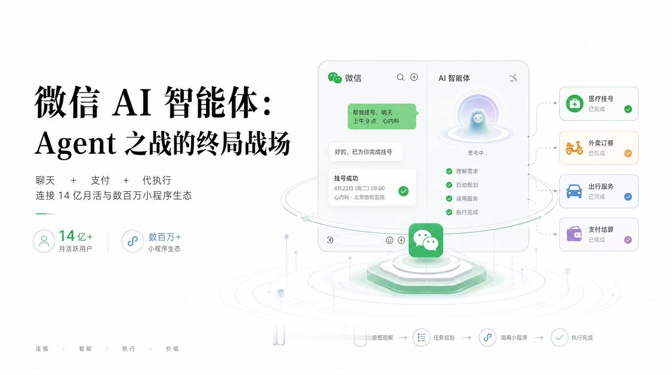 微信 AI 智能体终于要来了：14 亿月活 + 数百万小程序，Agent 之战的