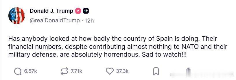 【黄金时代】川普透露，西班牙财政状况非常不好有人关注过西班牙的财政状况吗？尽管他