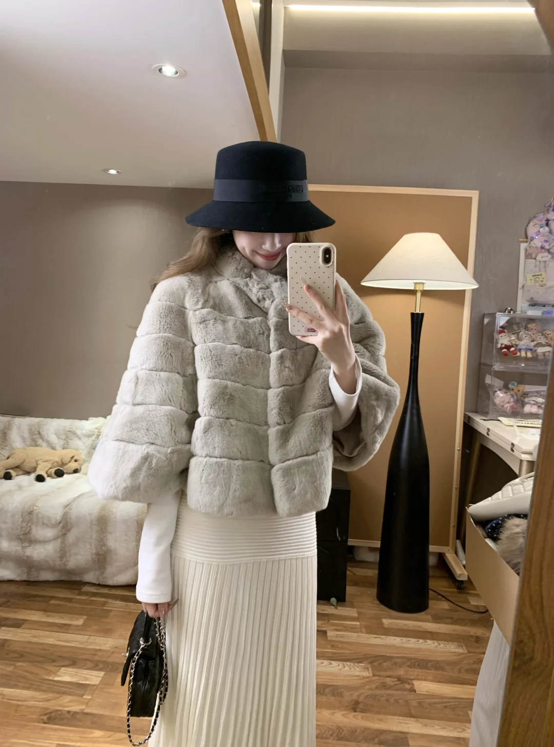 韩系美眉贵气皮草穿搭｜白云甜➕蘑糯糯