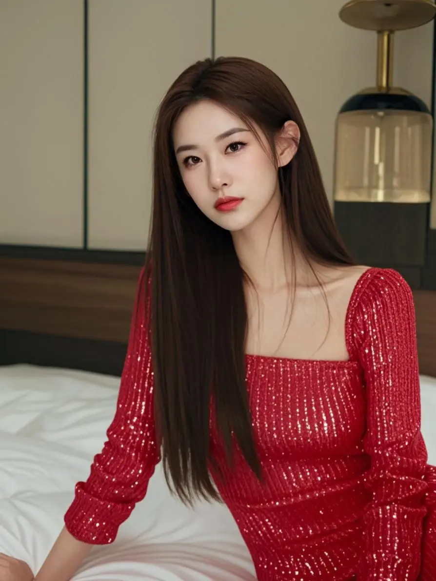 AI红裙纯欲少女