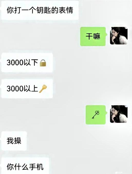 别乱发表情，一个钥匙符号，轻松测出手机大致价位
和朋友聊天被突然考验，对方让我打