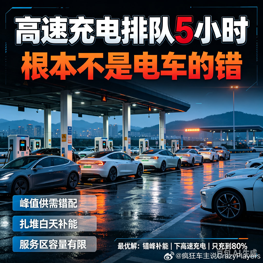 高速等5个小时充电车主发声很多人只看到“电车高速充电排队5小时”，把锅扣给新能源
