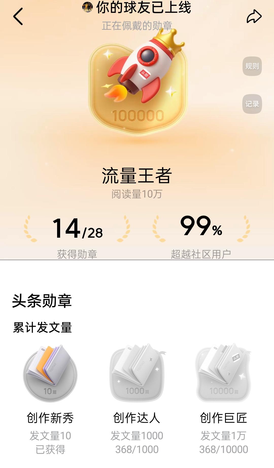 分享我这周有趣的事：
我的头条也是好起来了！