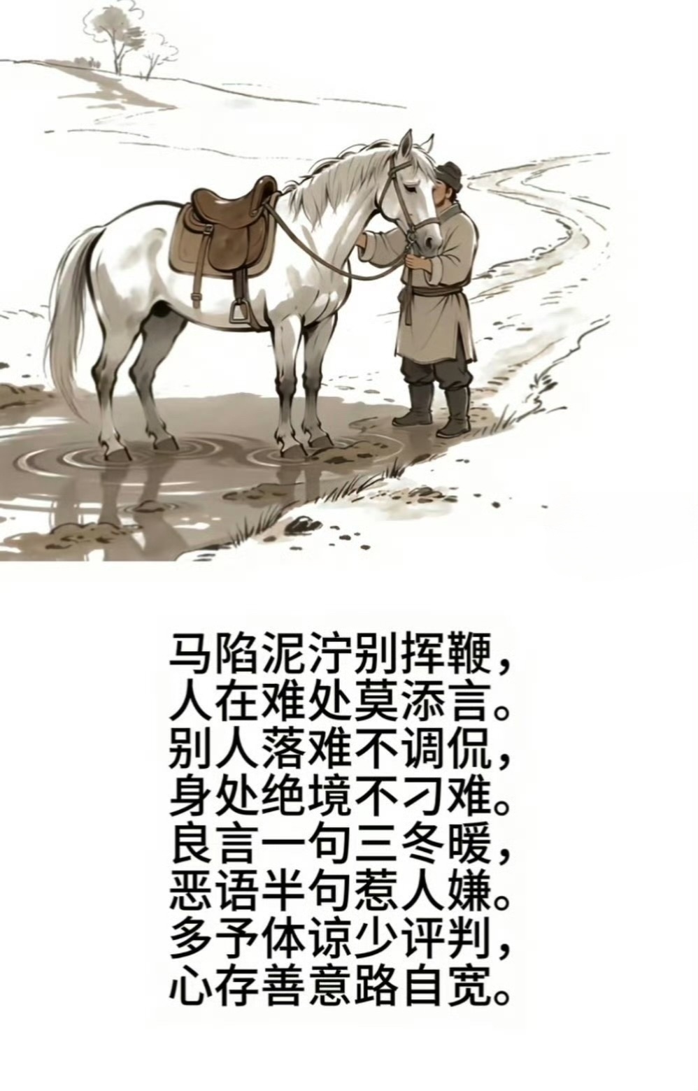 人到难处拉一把，马到难处少加鞭，是老话，也是做人的准则。 