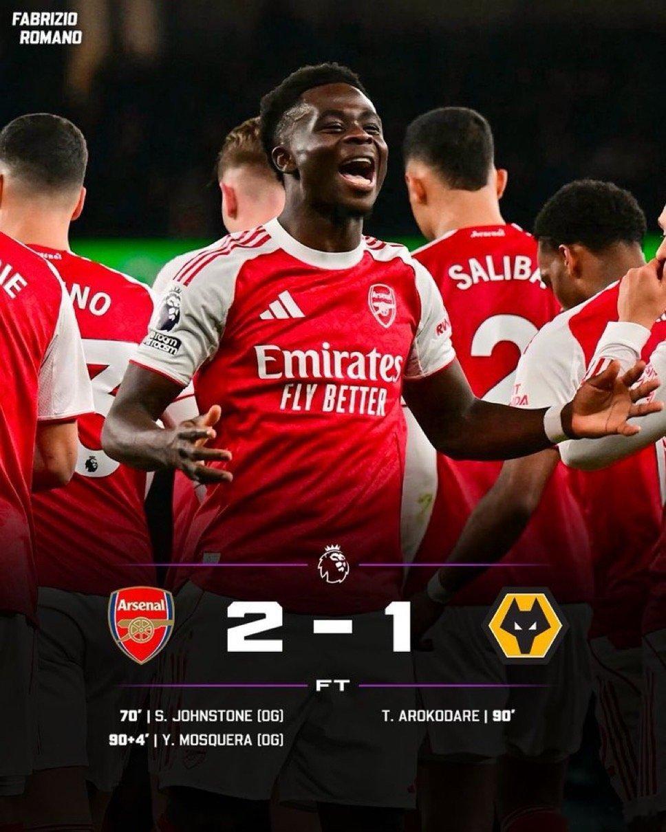 一觉醒来 利物浦和阿森纳纷纷战胜对手 拿下3分利物浦2比0布莱顿阿森纳2比1狼队