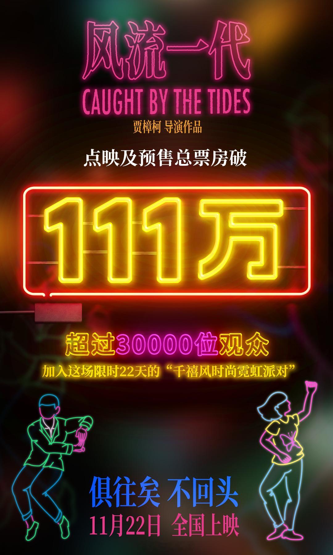 电影风流一代预售票房破百万  电影《风流一代》点映及预售总票房破111万！影片路