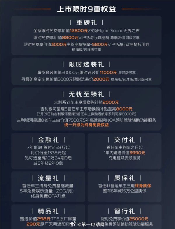 吉利银河星耀8 远航家正式上市，推出航海版、远洋版、星河版三款车型，官方指导价1