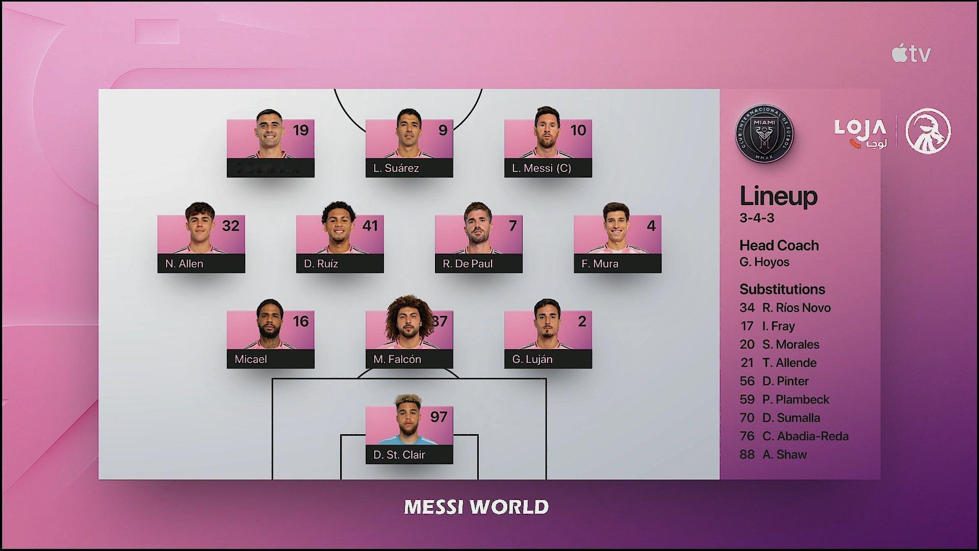 迈阿密国际首发阵容出炉，梅西领衔，苏亚雷斯回归首发！大家都醒了咩梅西迈阿密国际v