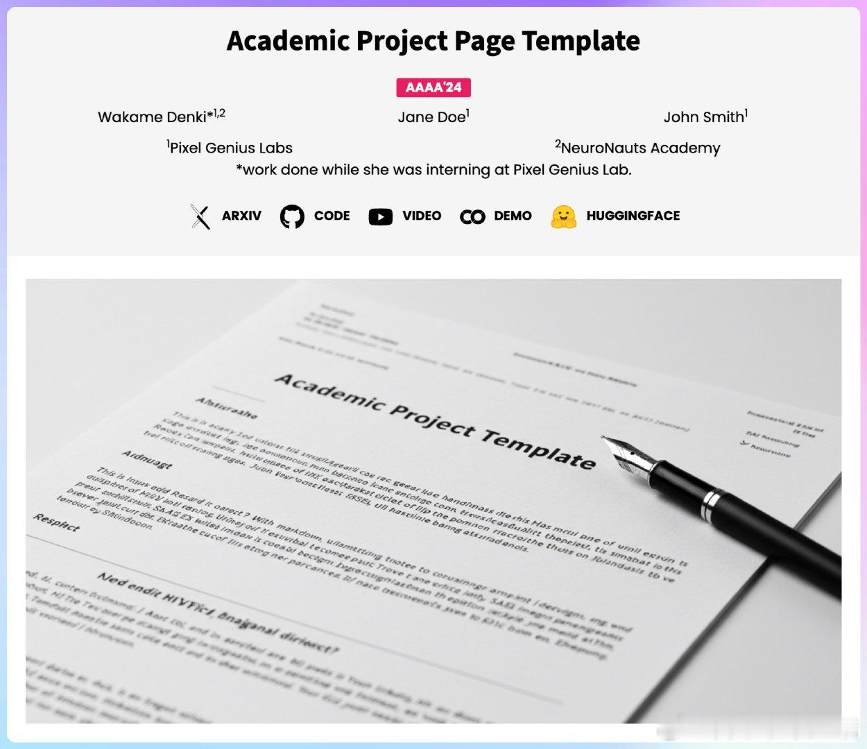 【academic-project-template：为学术项目打造的优雅网页模