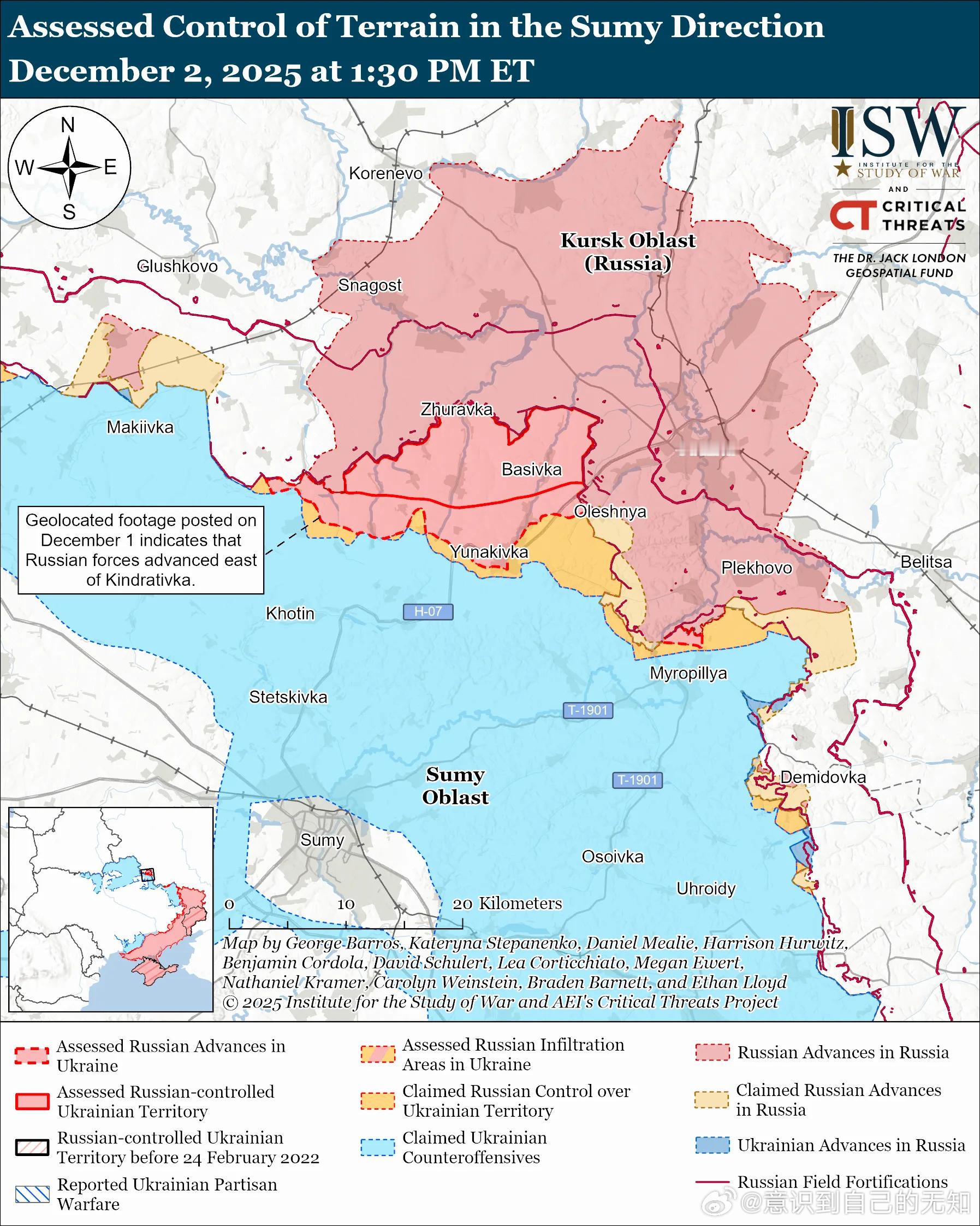 北方轴心俄罗斯的目标：在乌克兰北部沿国际边界建立可防御的缓冲区。俄军近日在苏梅州