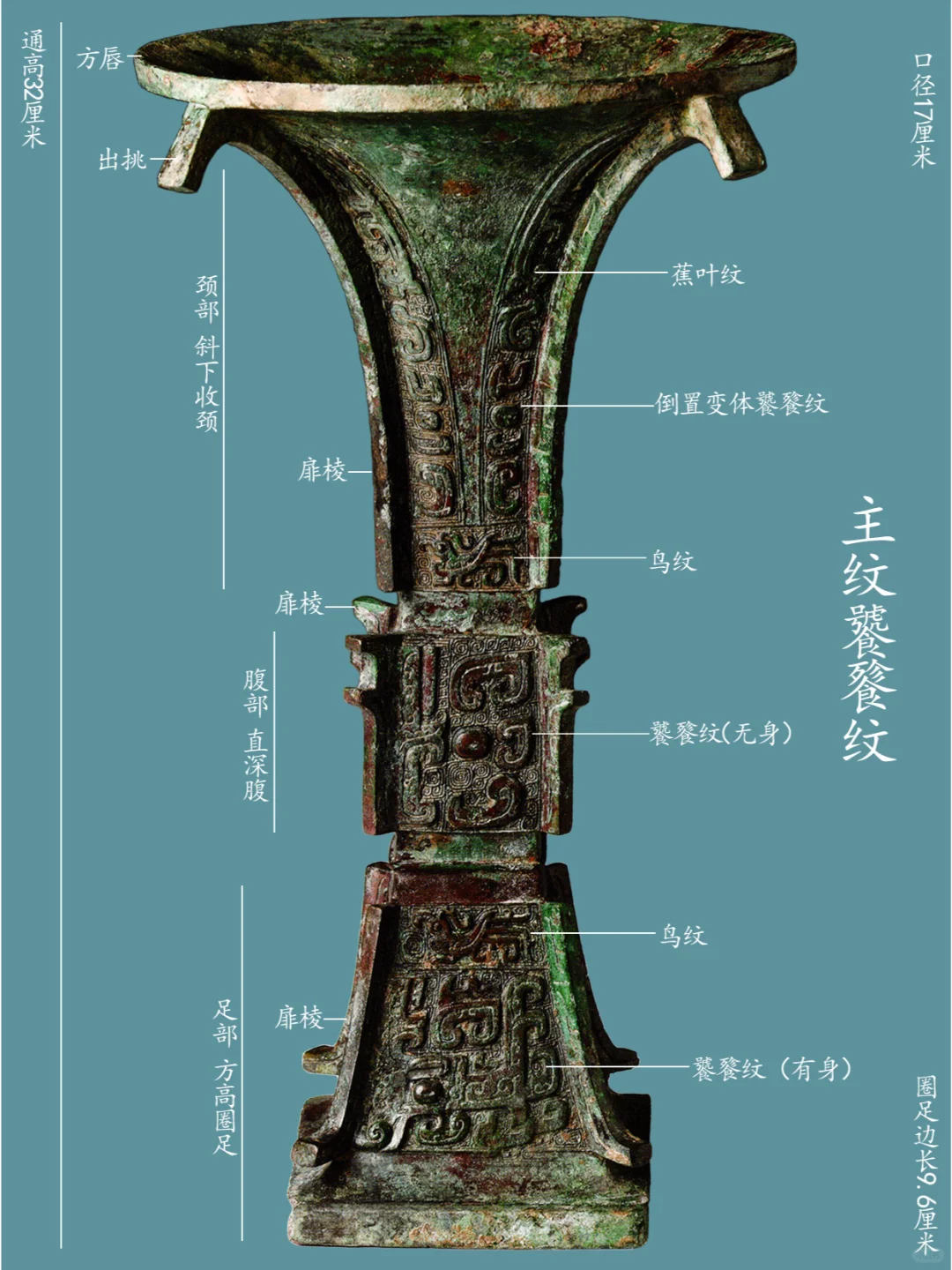 西周饕餮纹方觚（山西博物院藏品）