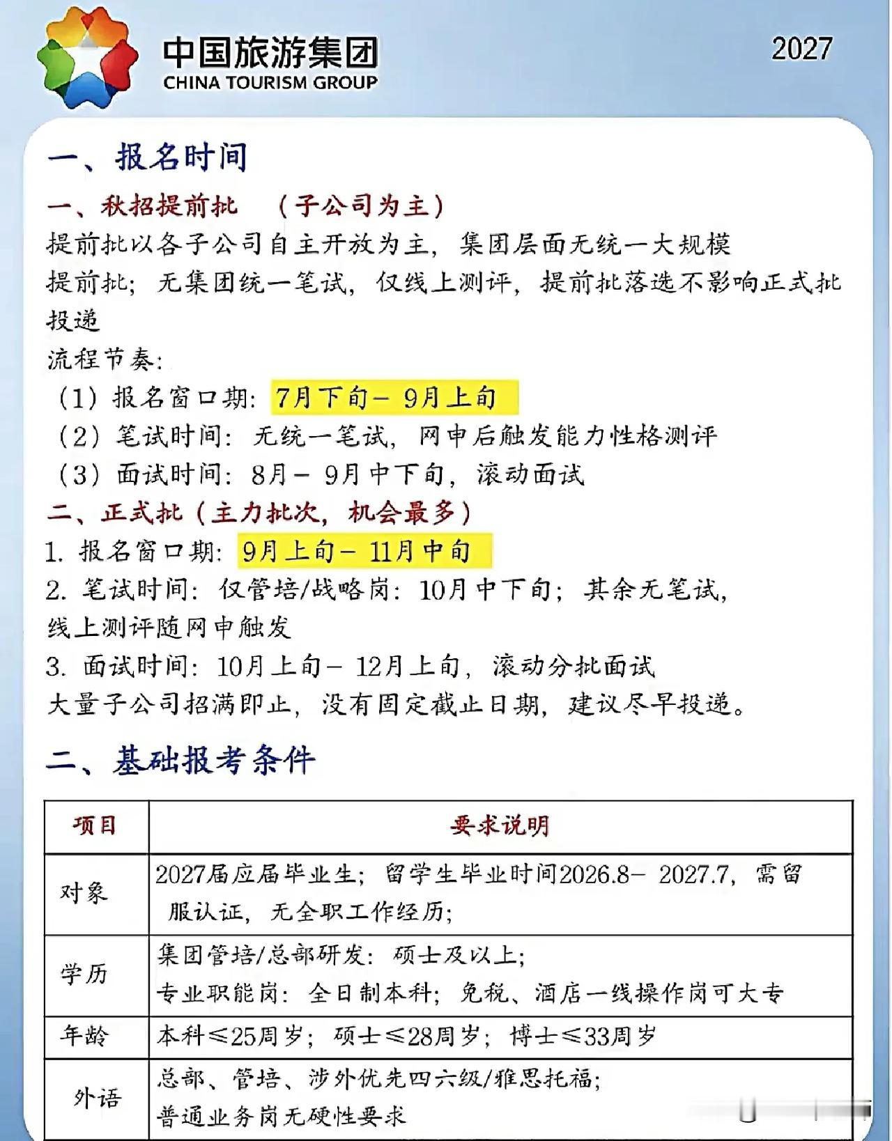 同学们，中国旅游集团2027校招的号角已经吹响，主力战场正式开启。这次真的是肉眼
