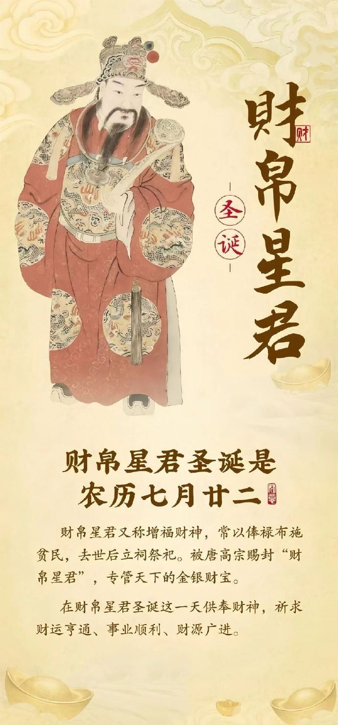 贺增福财帛星君圣诞！祝法力无边，吉祥如意！助力朋友们和我增福增财帛。[祈祷][祈