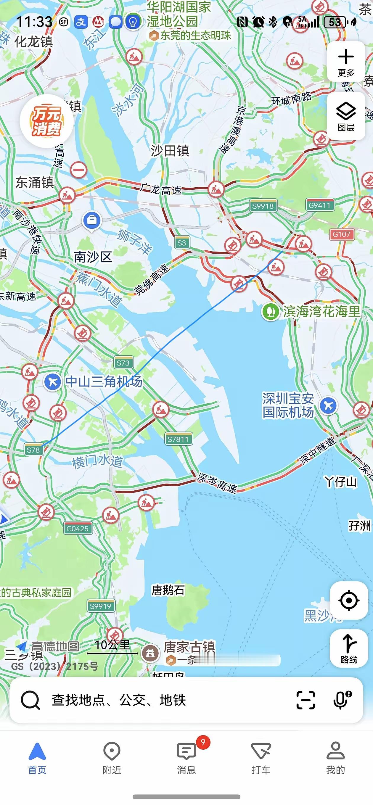建议广东省取消的莞中高速重新纳入广东省高速公路规划图来缓解虎门大桥和南沙地区的交