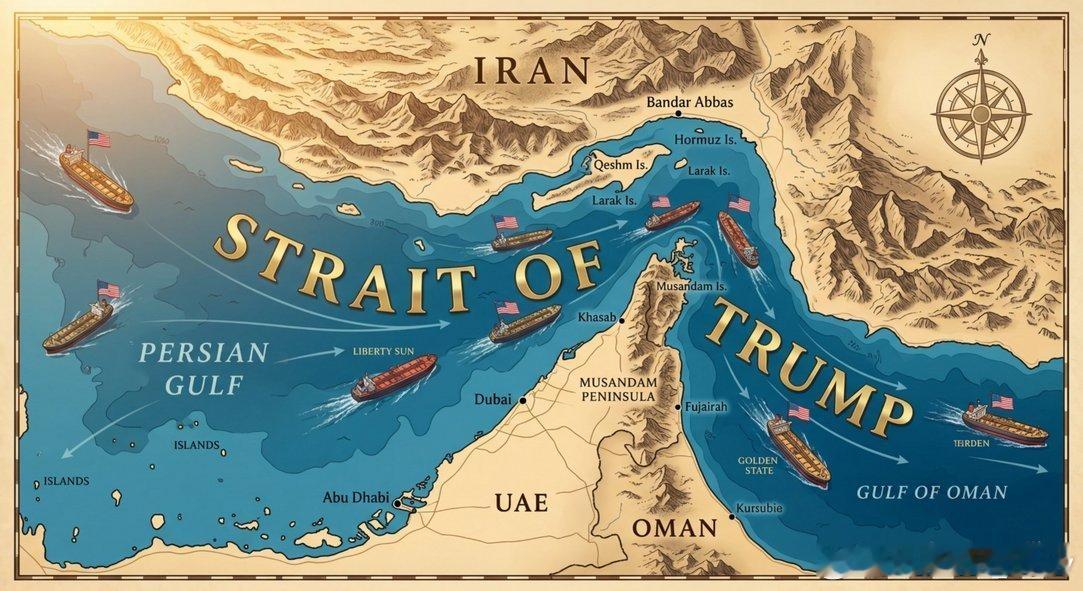 特朗普转发将霍尔木兹海峡改名为“STRAIT OF TRUMP”的帖子。 