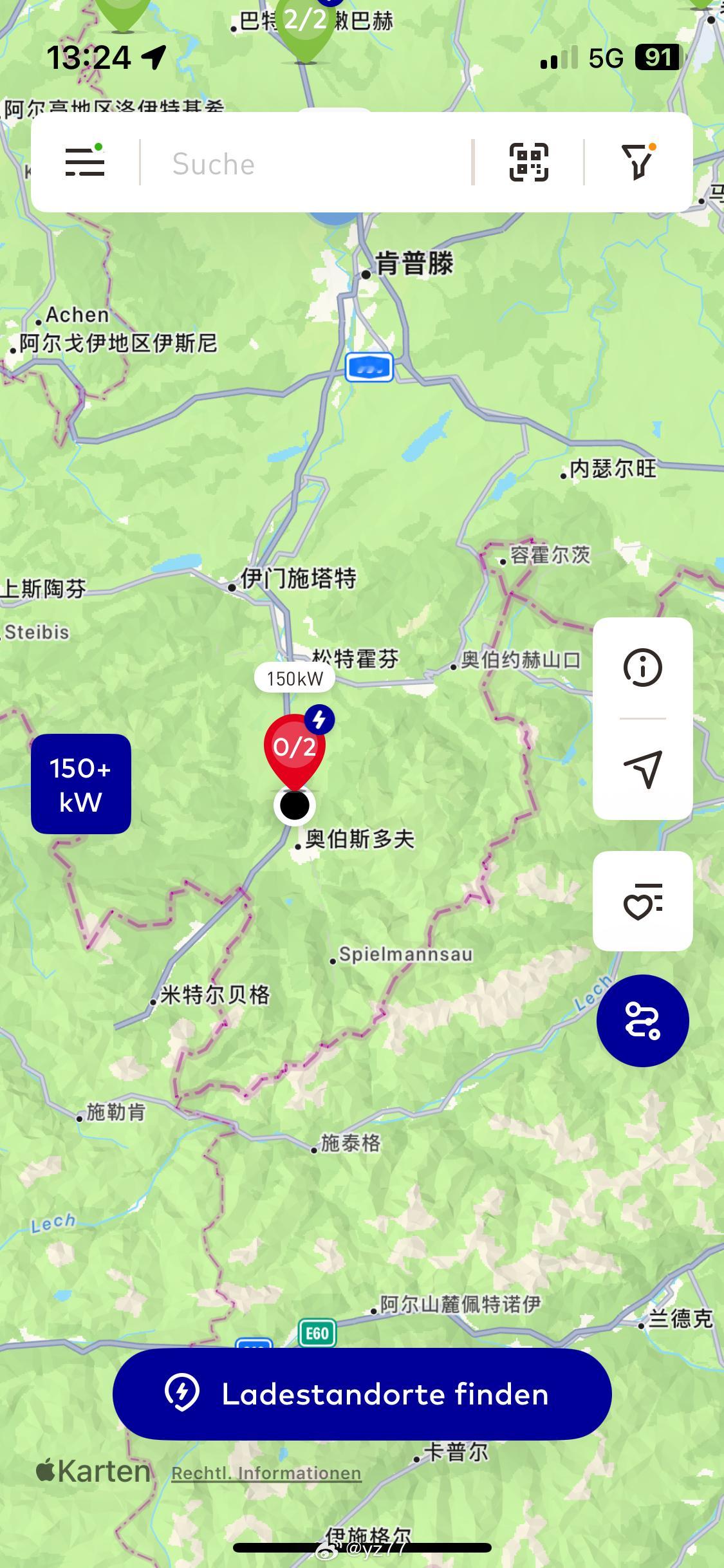 感受一下德国充电桩基建，方圆几十公里只有这一个150的我办会员的桩，充其他牌子的