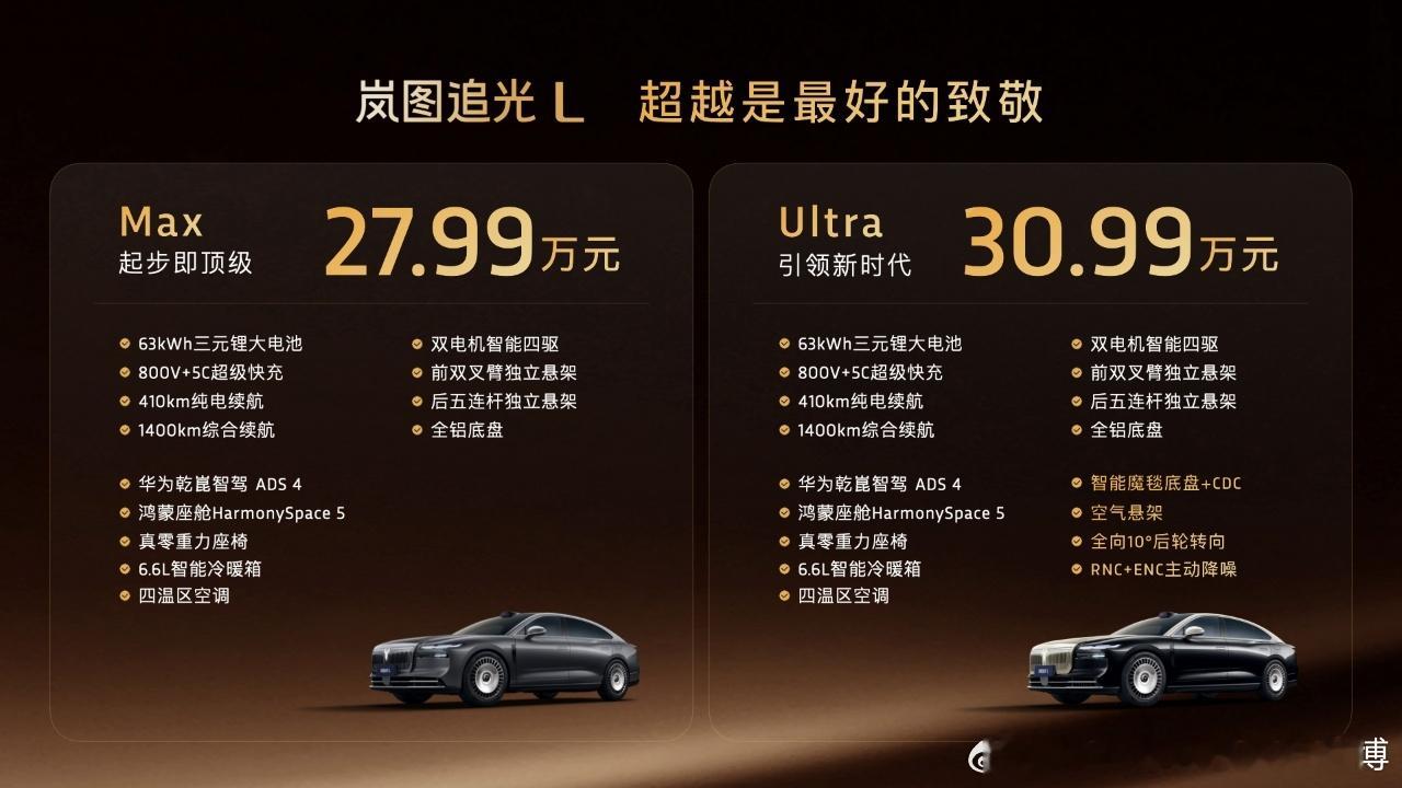 起步就是豪华岚图追光L正式上市售价27.99万元起27.99万起岚图追光L压轴上