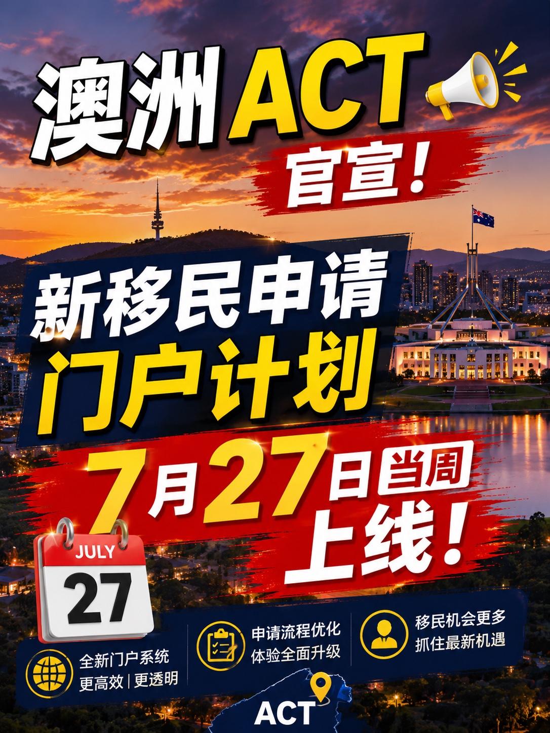 ACT官宣：新移民申请门户计划7月27日当周上线！Canberra Matrix