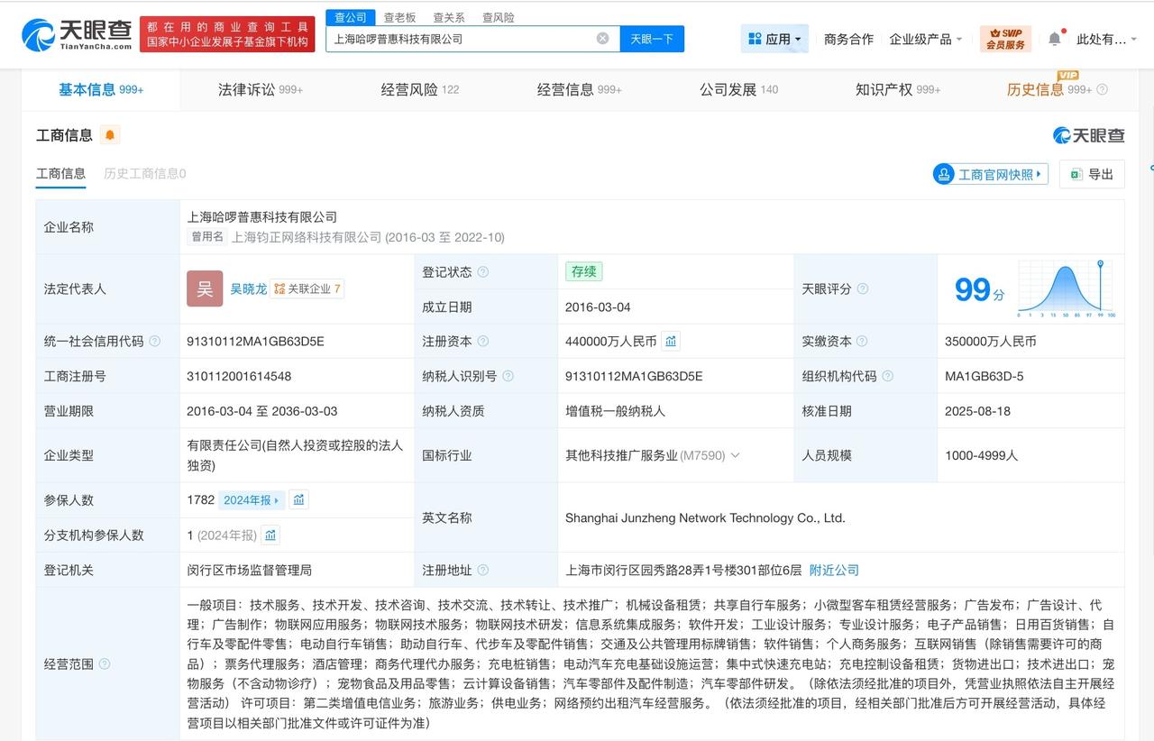 哈啰出行被执行2万

遭315点名的哈啰出行被执行2万
天眼查法律诉讼信息显示，