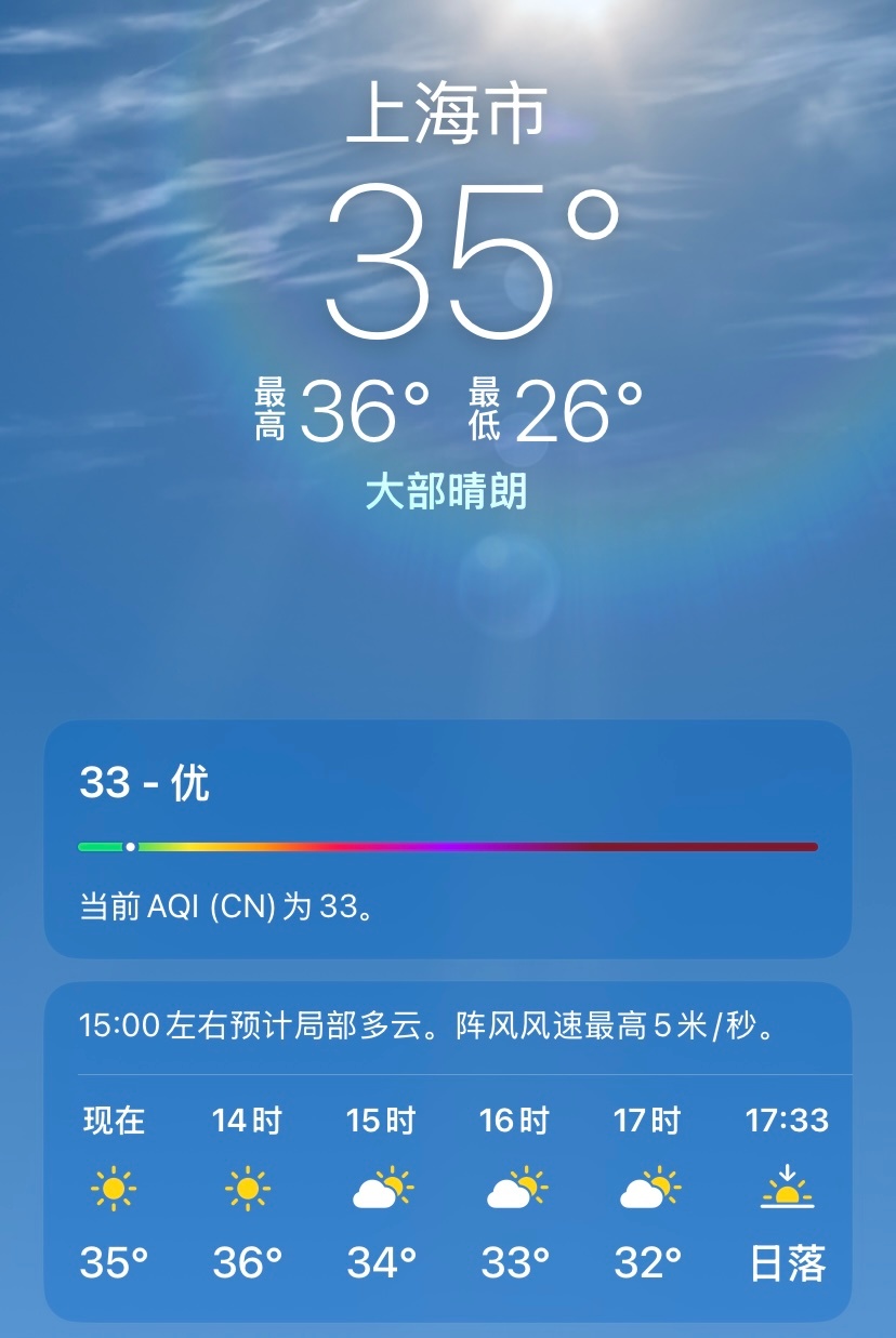 今天上海的天气预告显示最高温度36度，“全村的希望”商竣程在主场都无法被安排到夜