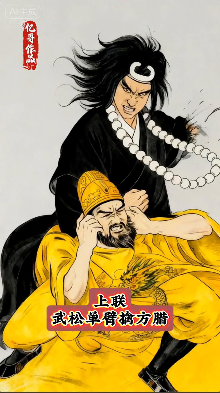 上联：武松单臂擒方腊。
忆哥作品。