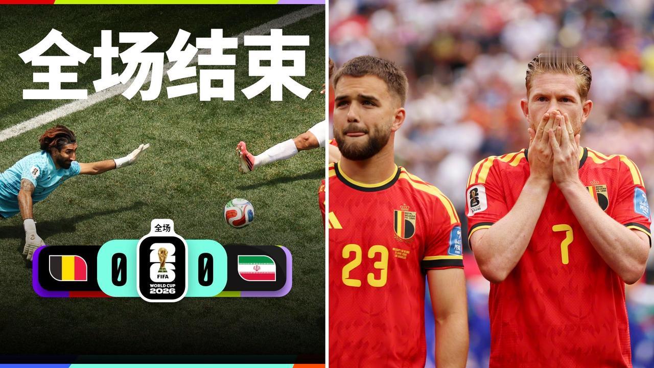 世界杯：十人比利时0-0战平伊朗，再爆冷门。
塔雷米进球被吹，下半场恩戈伊直红。