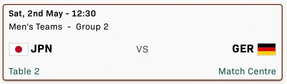 张本智和张本智和2026年伦敦世乒赛赛程 ▶️男子团体第一阶段小组循环赛第一轮日