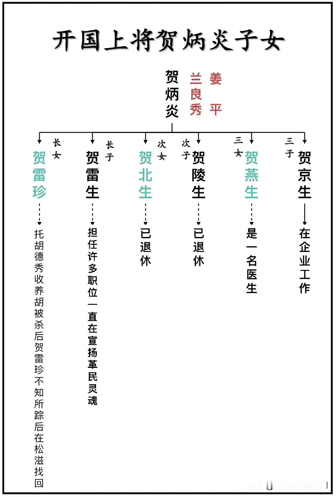 “独臂将军”、开国上将贺炳炎子女