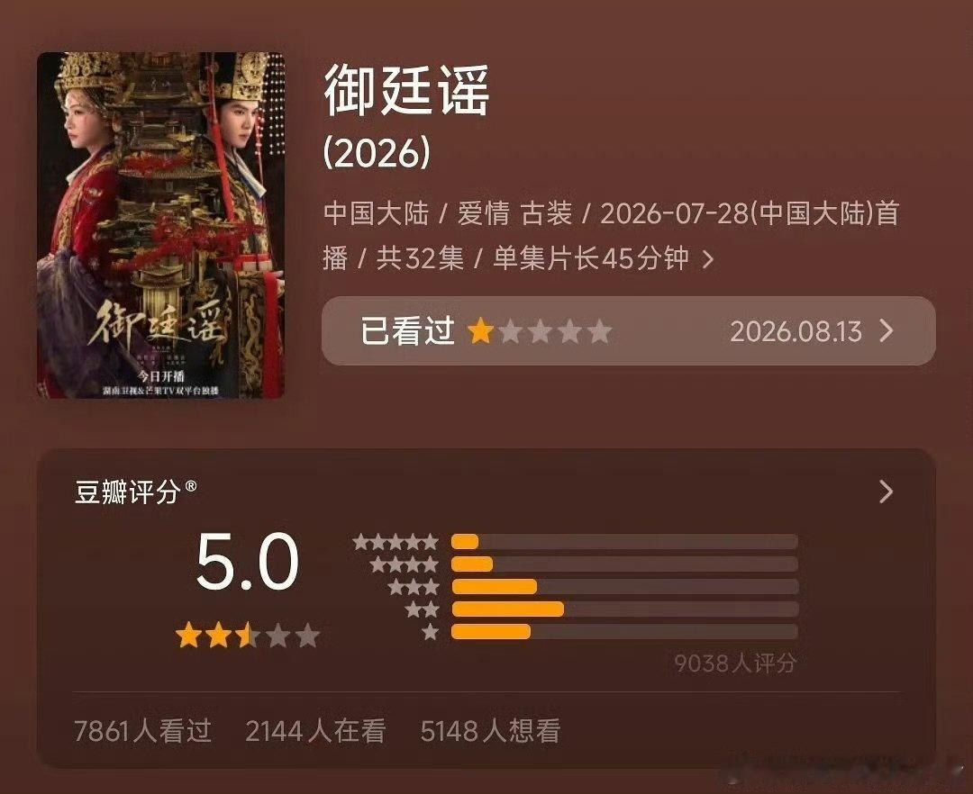 御廷谣豆瓣开分5分吴谨言陈哲远御廷谣豆瓣开分5分 御廷谣豆瓣开分5分 