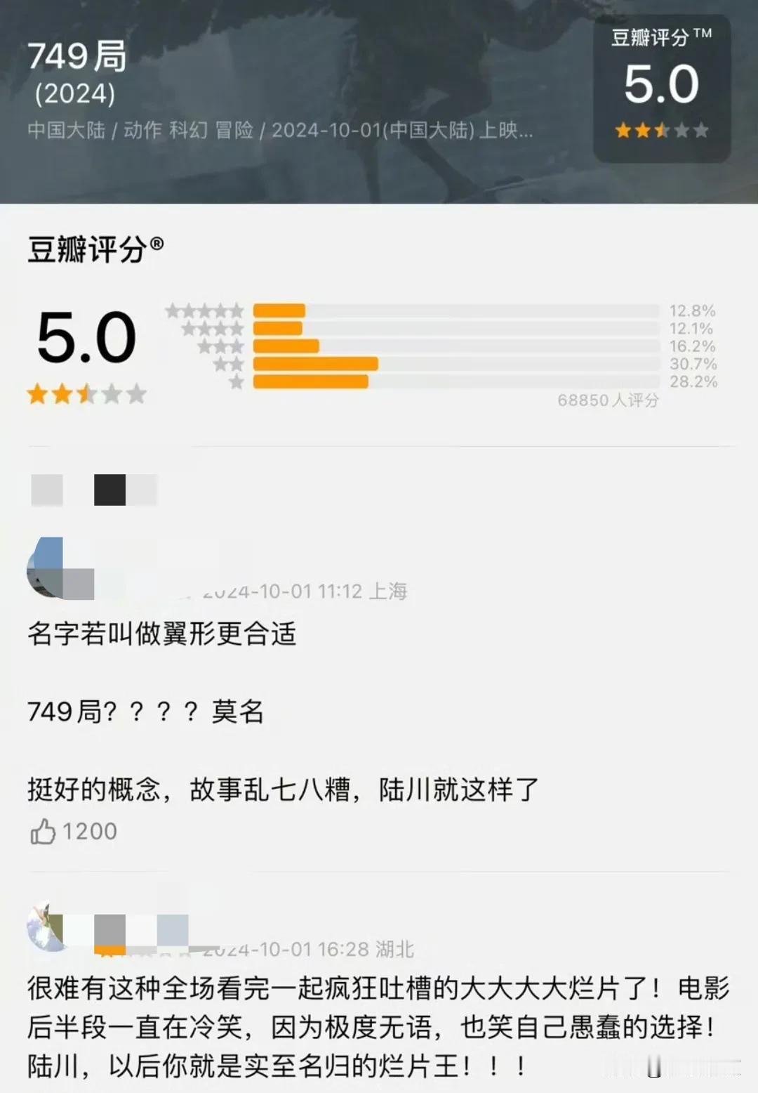 这次国庆档两部电影的票房不错，一个是《志愿军：存亡之战》，陈凯歌的眼光真不错，国