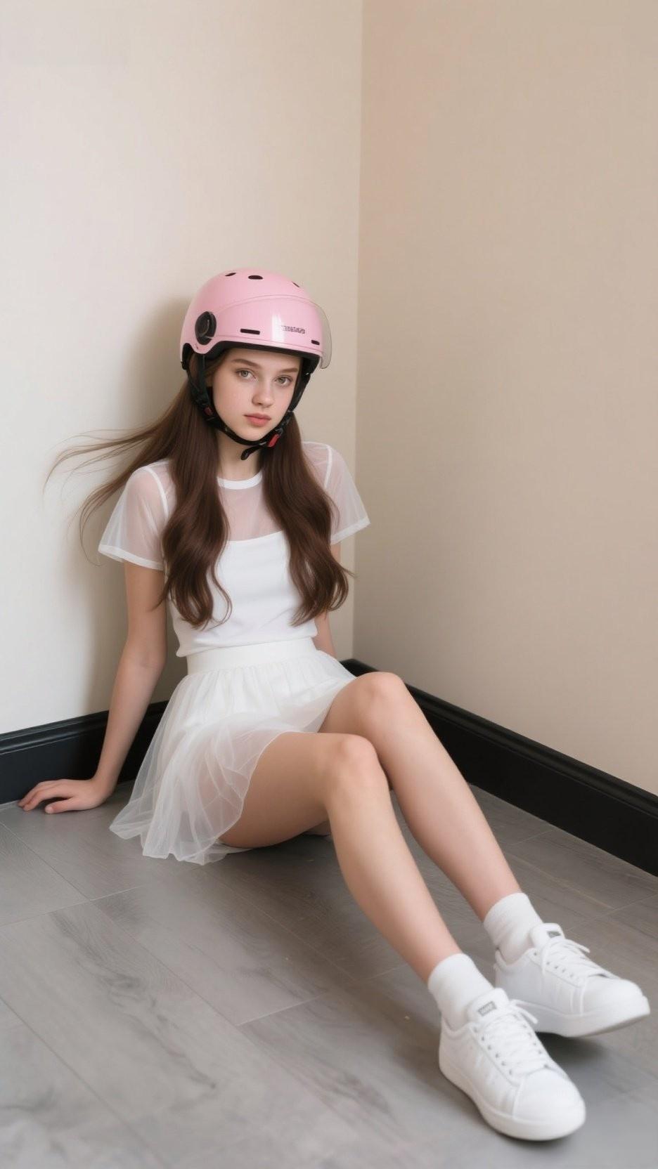 少女心爆棚的粉色穿搭谁能拒绝啊！粉色头盔配白色连衣裙，这组合甜美又时尚，走在路上