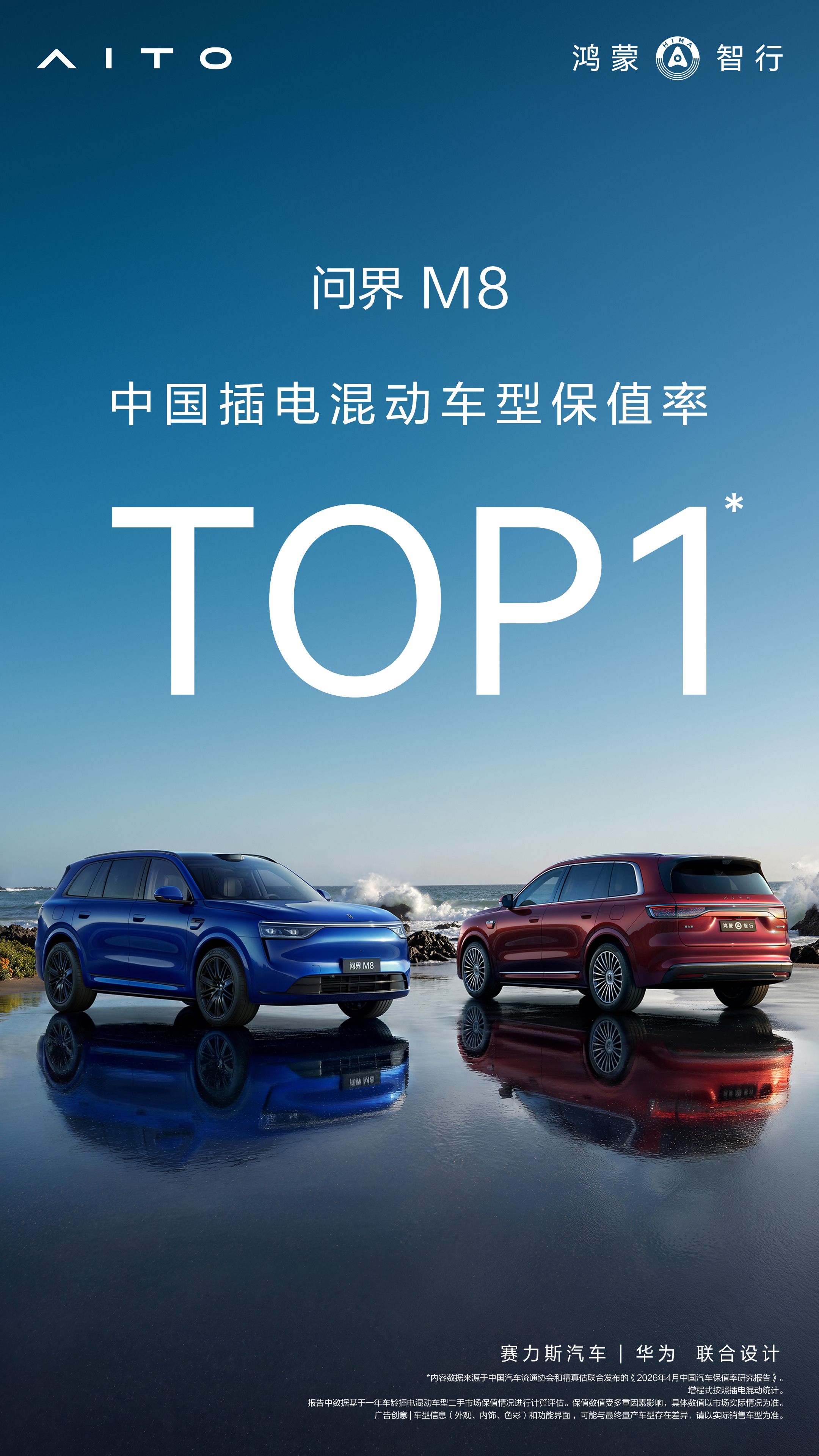 问界M8斩获插混保值率第一 2026年5月7日，中国汽车流通协会联合精真估发布《
