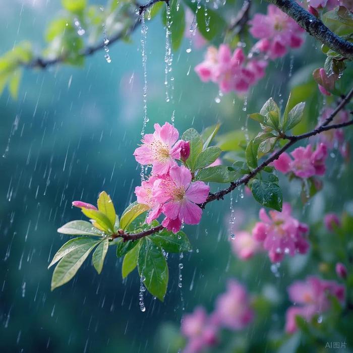 醉红妆 · 暮春感怀

繁花渐少水连绵。秀山青，绿满川。叶丰枝嫩著新篇，芳菲落，